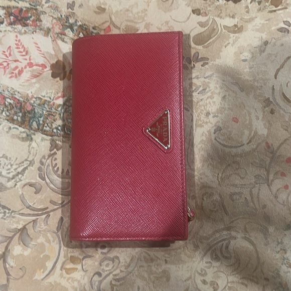 Prada double snap wallet. Deep red. Authentic - Picture 9 of 9